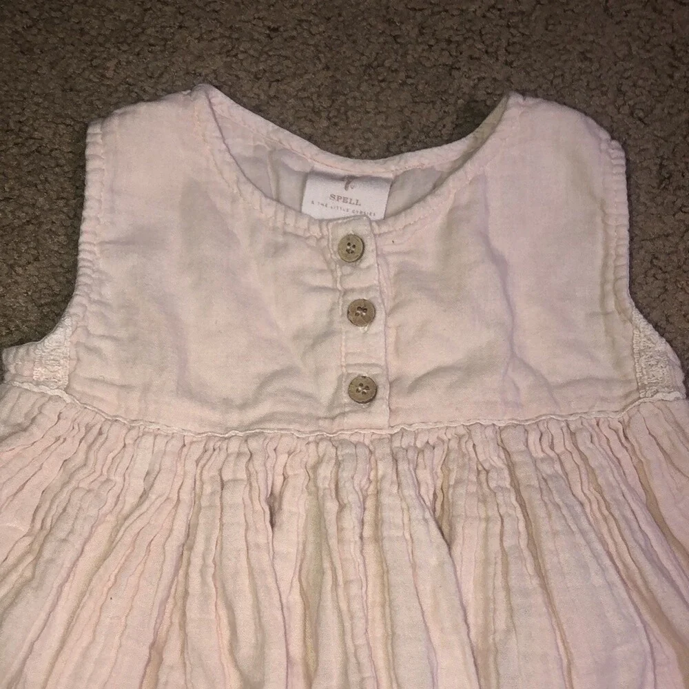 SPELL &‎ The Little Gypsies Ava Botanically Dyed Cotton Sleeveless Dress Rose 3Y